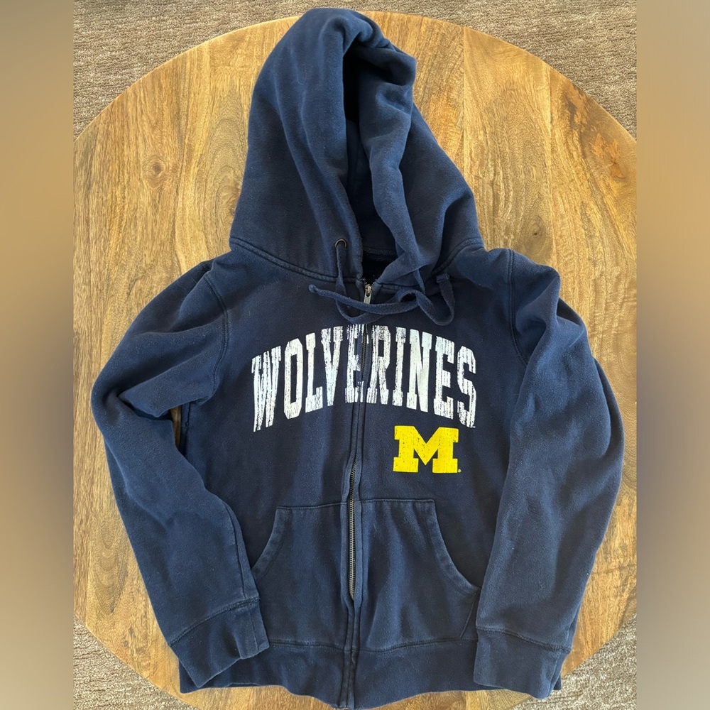 UM navy Michigan zip-up sweatshirt -read size description